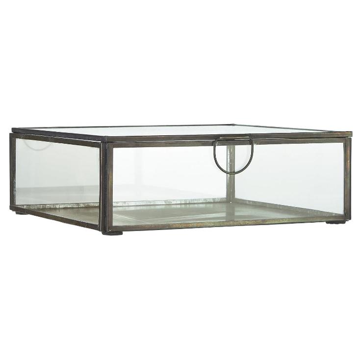 GLASSCHACHTEL MIT DECKEL QUADRATISCH