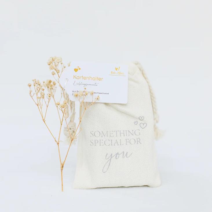 POSTKARTENHALTER LIEBLINGSMOMENTE ♡ IM LEINENSÄCKCHEN - 0