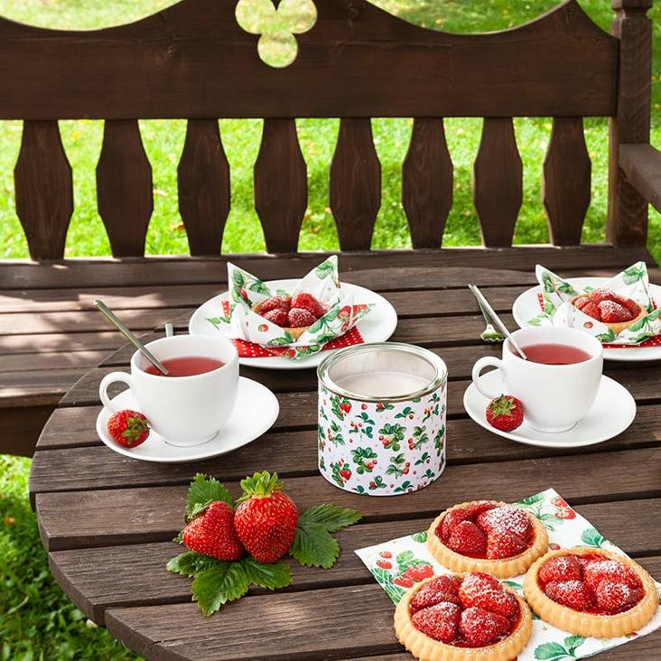 VORBESTELLEN: AB CA. MITTE JUNI LIEFERBAR: LUNCH SERVIETTE STRAWBERRY PATTERN - 0