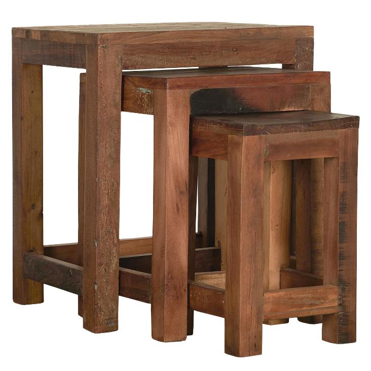 HOCKERSATZ 3ER SET HOLZ