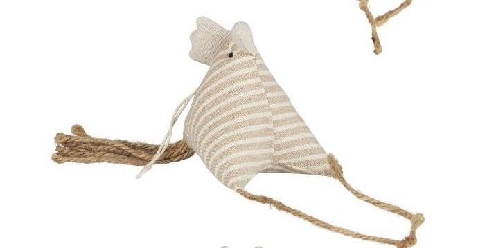 KLEINES HUHN BEIGE GESTREIFT