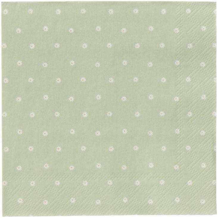 KAFFEESERVIETTE HELLGRÜN MIT KLEINEN MARGERITEN