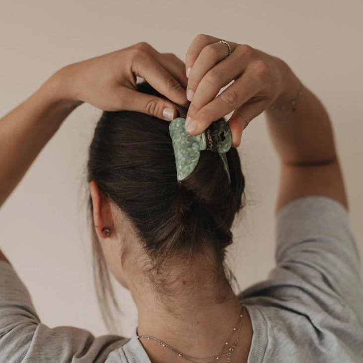 NEU: HAARSPANGE GROSS HERZ JADE - 2