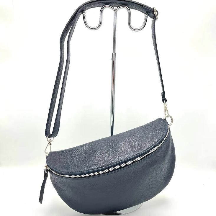 BAUCHTASCHE LEDER GROSS DUNKELBLAU