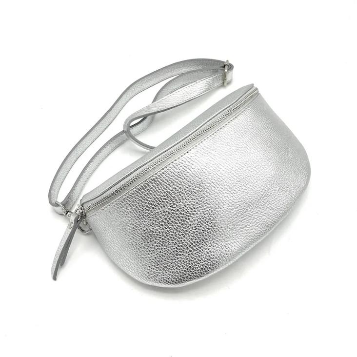 BAUCHTASCHE LEDER SILBER