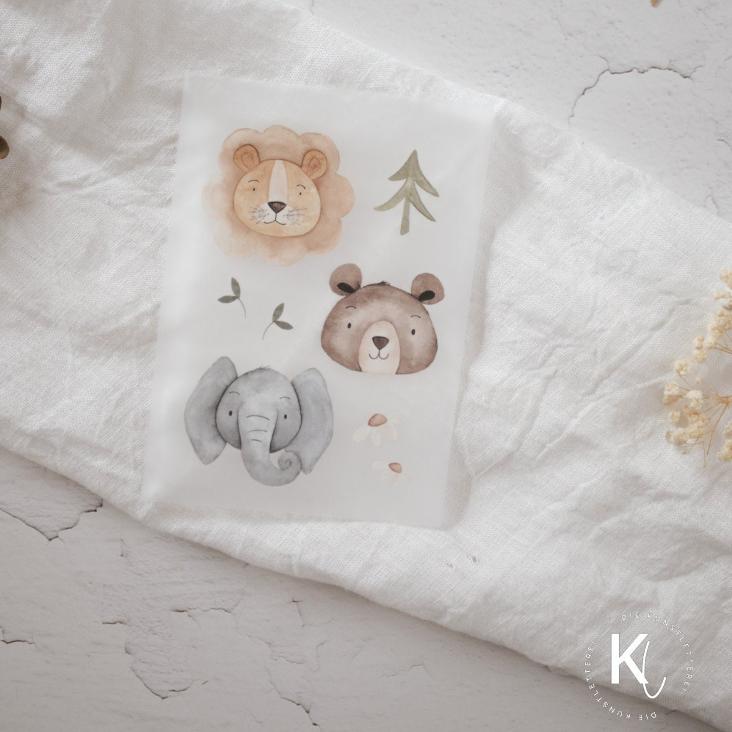 BÜGELBILD LÖWE ELEFANT BÄR - 1