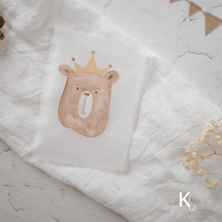 BÜGELBILD BÄR MIT KRONE - 1