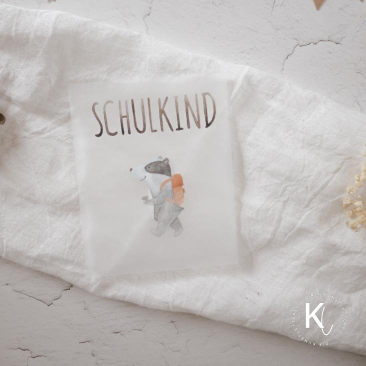BÜGELBILD SCHULKIND MIT DACHS - 1