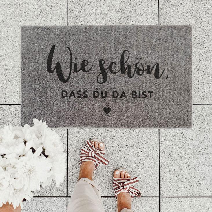 FUSSMATTE WIE SCHÖN DASS DU DA BIST (GRAU)