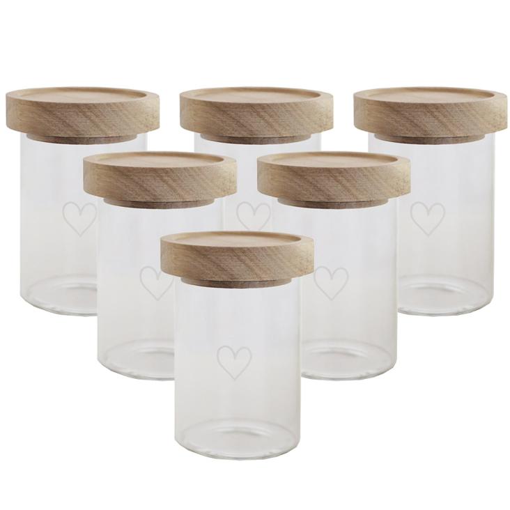 MINI VORRATSGLÄSER HERZ WEISS 6ER SET 9 CM - 2