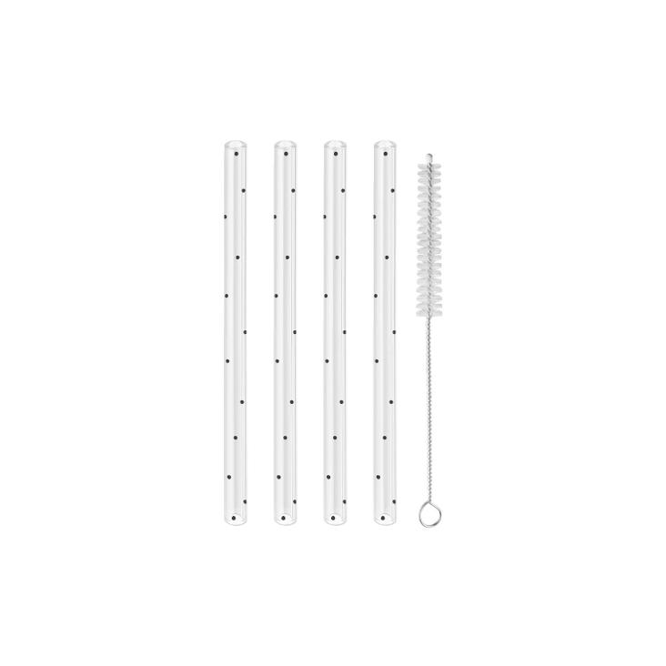 STROHHALME PUNKTE SCHWARZ AUS GLAS 13 CM 4ER SET - 0