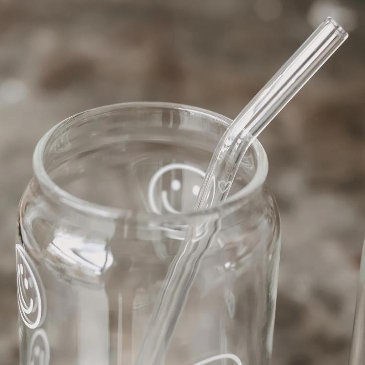 STROHHALME GEBOGEN HERZ TRANSPARENT AUS GLAS IM 4ER SET - 4