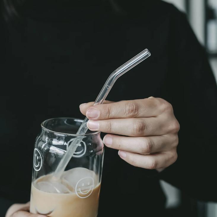 STROHHALME GEBOGEN HERZ ♡ TRANSPARENT AUS GLAS IM 4ER SET - 3