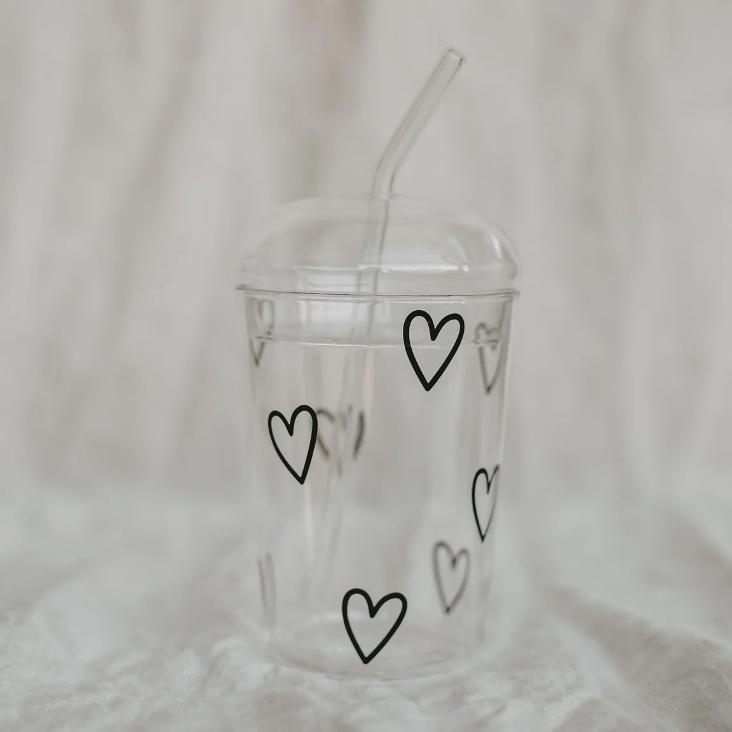 TRINKGLAS HERZEN ♡ SCHWARZ