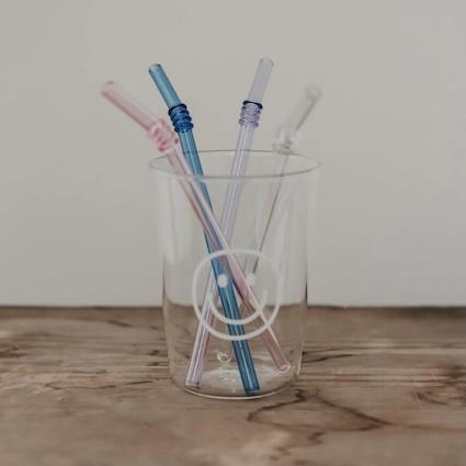 STROHHALME GEKNICKT AUS GLAS IM 4ER SET ROSA - 1