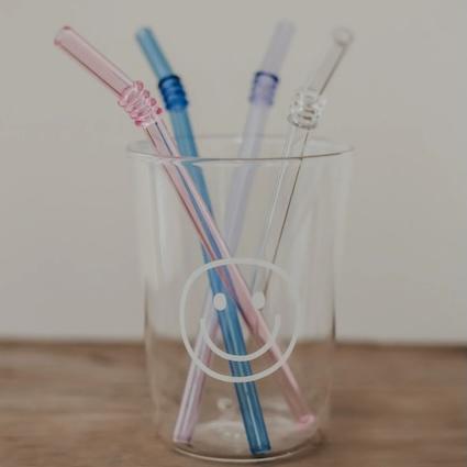 STROHHALME GEKNICKT AUS GLAS IM 4ER SET ROSA - 3