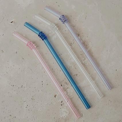 STROHHALME GEKNICKT AUS GLAS IM 4ER SET ROSA