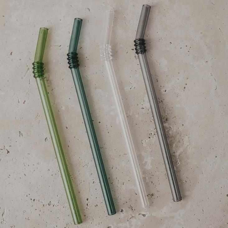 STROHHALME GEKNICKT AUS GLAS IM 4ER SET GRÜN