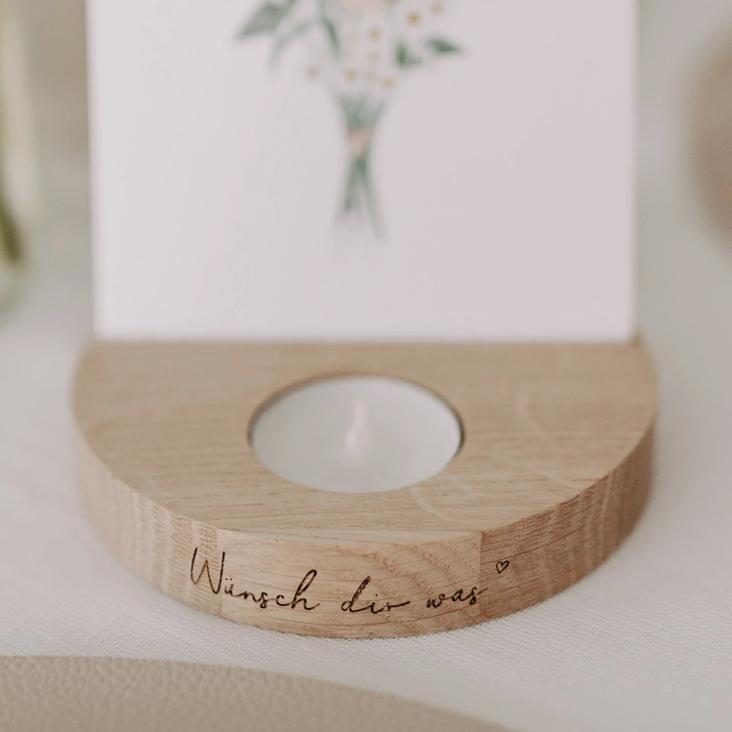TEELICHT-KARTENHALTER WÜNSCH DIR WAS - 0