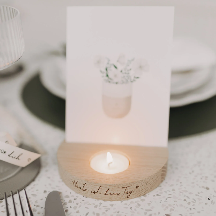 TEELICHT- KARTENHALTER HEUTE IST DEIN TAG ♡ - 0