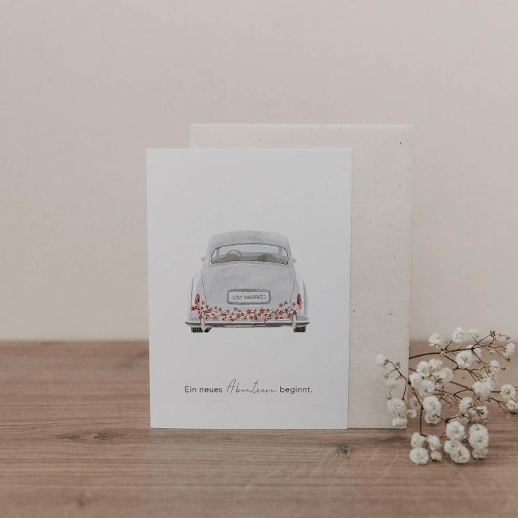 VORBESTELLEN: ANFANG SEPTEMBER LIEFERBAR: KLAPPKARTE HOCHZEITSAUTO / EIN NEUES ABENTEUER BEGINNT - 1
