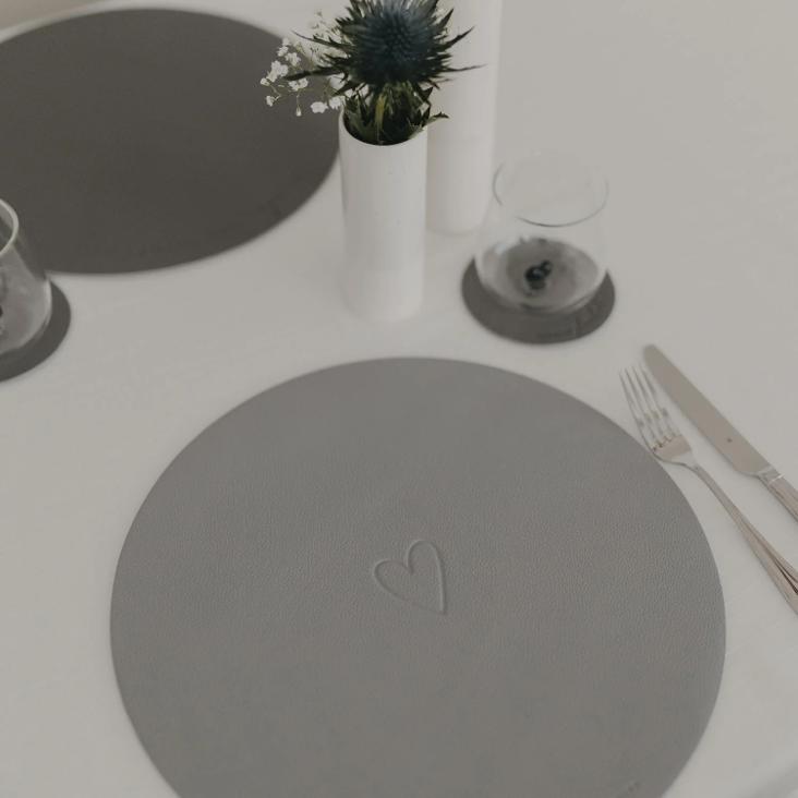 WENDBARES TISCHSET HERZ ♡ GRAU - 4