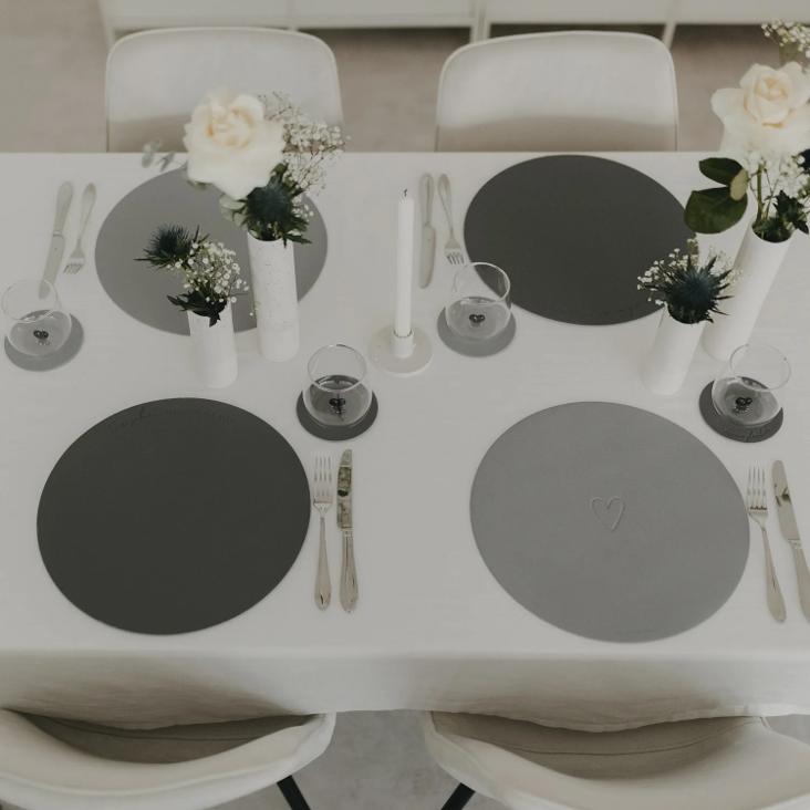 WENDBARES TISCHSET HERZ ♡ GRAU - 1