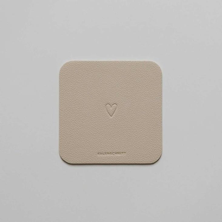 NEU: WENDBARER UNTERSETZER (COASTER) ECKIG HERZ ♡ CREME (1 STÜCK) - 3