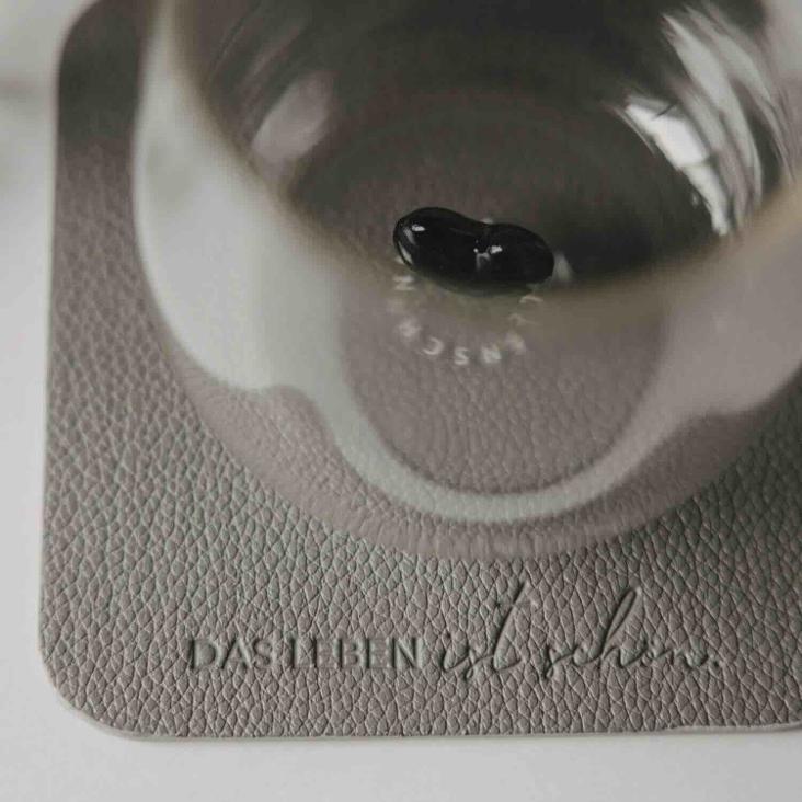 NEU: WENDBARER UNTERSETZER (COASTER) ECKIG DAS LEBEN IST SCHÖN ♡ GRAU (1 STÜCK)