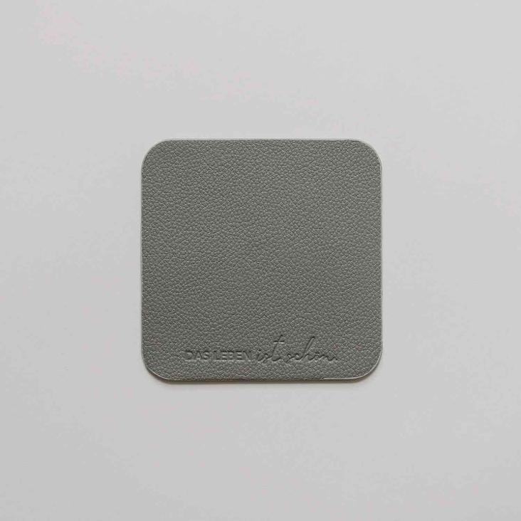 NEU: WENDBARER UNTERSETZER (COASTER) ECKIG DAS LEBEN IST SCHÖN ♡ GRAU (1 STÜCK) - 1