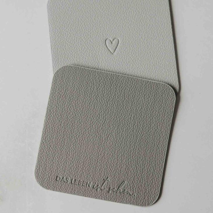 NEU: WENDBARER UNTERSETZER (COASTER) ECKIG DAS LEBEN IST SCHÖN ♡ GRAU (1 STÜCK) - 4