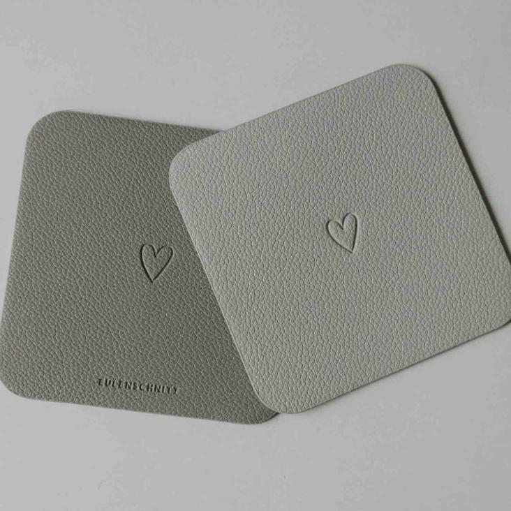 NEU: WENDBARER UNTERSETZER (COASTER) ECKIG HERZ ♡ GRAU (1 STÜCK)