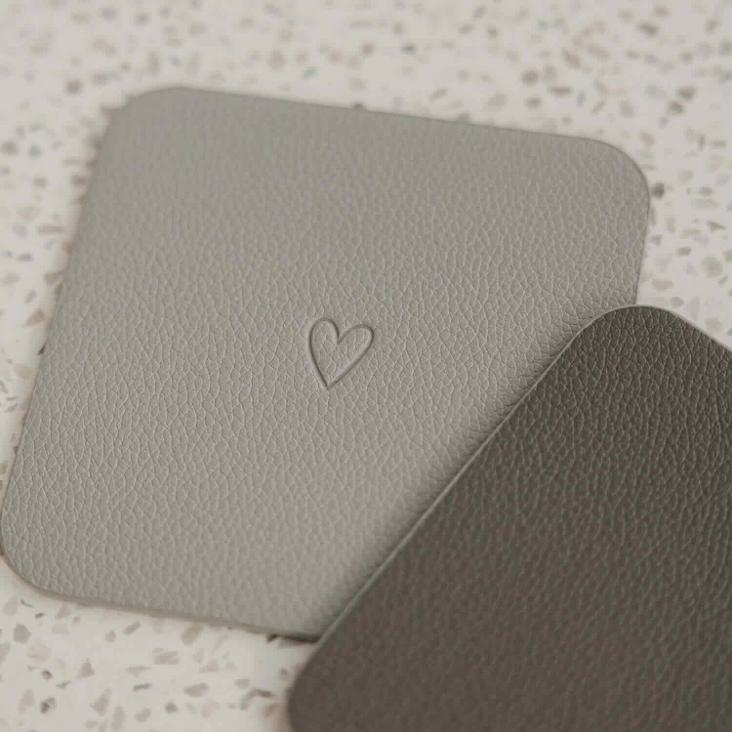 NEU: WENDBARER UNTERSETZER (COASTER) ECKIG HERZ ♡ GRAU (1 STÜCK) - 7