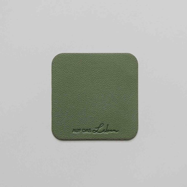 NEU: WENDBARER UNTERSETZER (COASTER) ECKIG AUF DAS LEBEN ♡ GRÜN (1 STÜCK) - 0