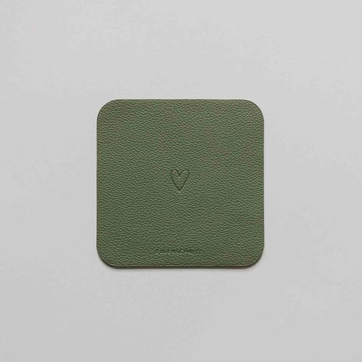 NEU: WENDBARER UNTERSETZER (COASTER) ECKIG HERZ ♡ GRÜN (1 STÜCK) - 6