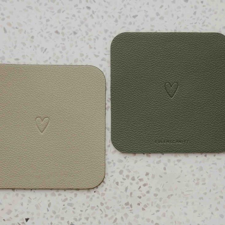 NEU: WENDBARER UNTERSETZER (COASTER) ECKIG HERZ ♡ GRÜN (1 STÜCK) - 3