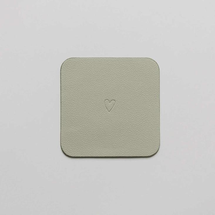 NEU: WENDBARER UNTERSETZER (COASTER) ECKIG HERZ ♡ GRÜN (1 STÜCK) - 0