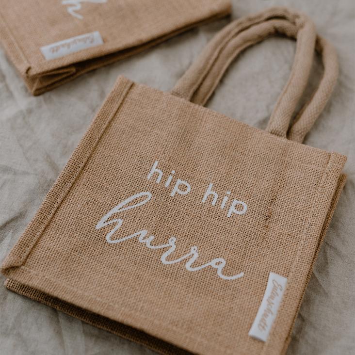 MINI JUTE SHOPPER EINZELN HIP HIP HURRA