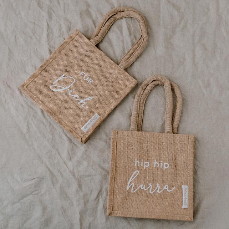 MINI JUTE SHOPPER FÜR DICH/HURRA 2ER SET