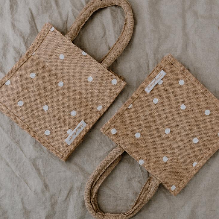 MINI JUTE SHOPPER PUNKTE 2ER SET