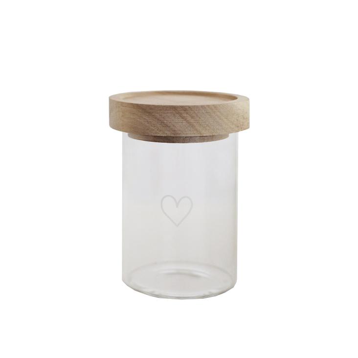 MINI VORRATSGLAS HERZ WEISS EINZELN 9 CM - 1