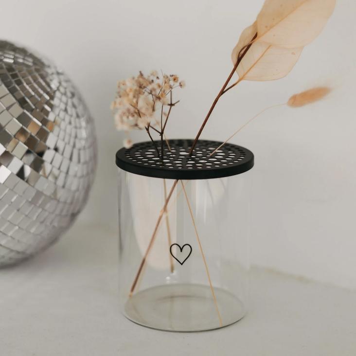 METALLDECKEL BLUMENHALTER SCHWARZ ♡