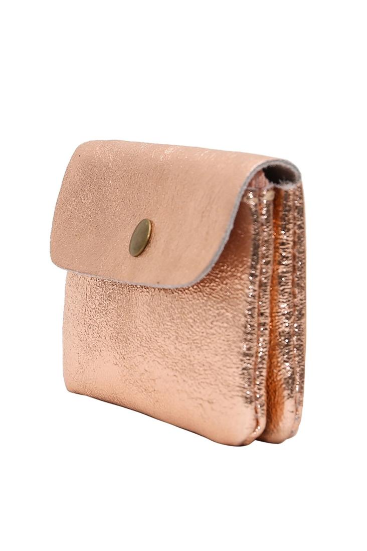 MÜNZETUI MIT REISSVERSCHLUSS METALLIC ROSÉ GOLD - 0