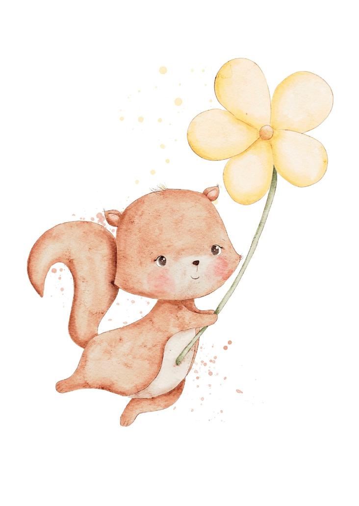 EICHHÖRNCHEN MIT BLUME