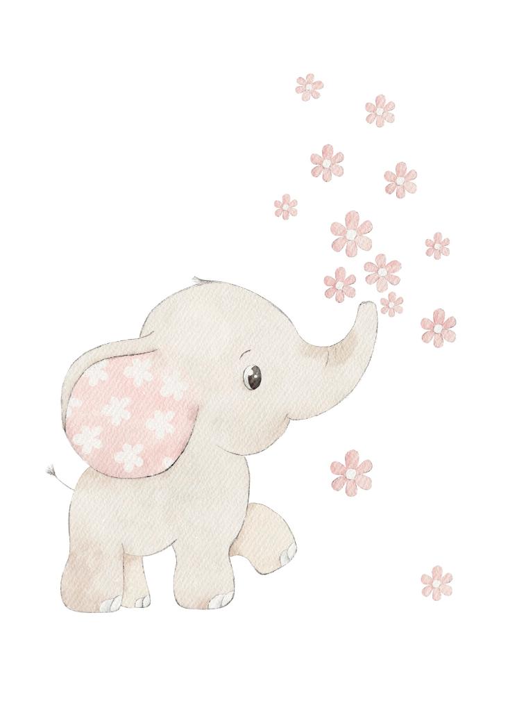 ELEFANT MIT BLUMEN ROSA