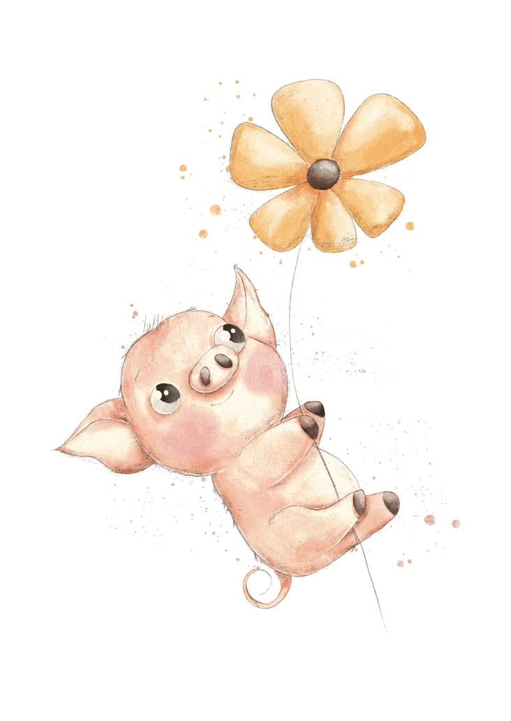 SCHWEINCHEN MIT BLUME