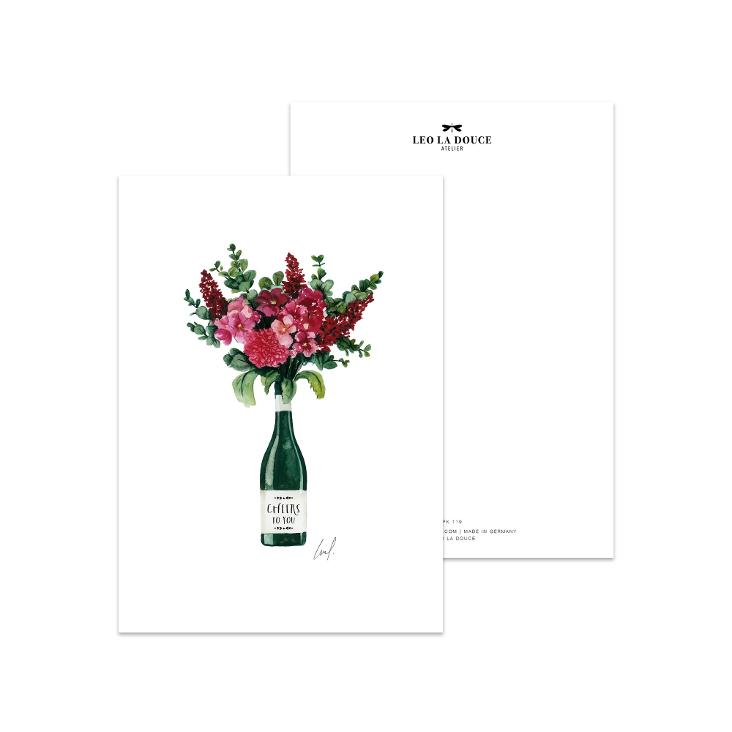 POSTKARTE CHEERS FLORAL BOUQUET