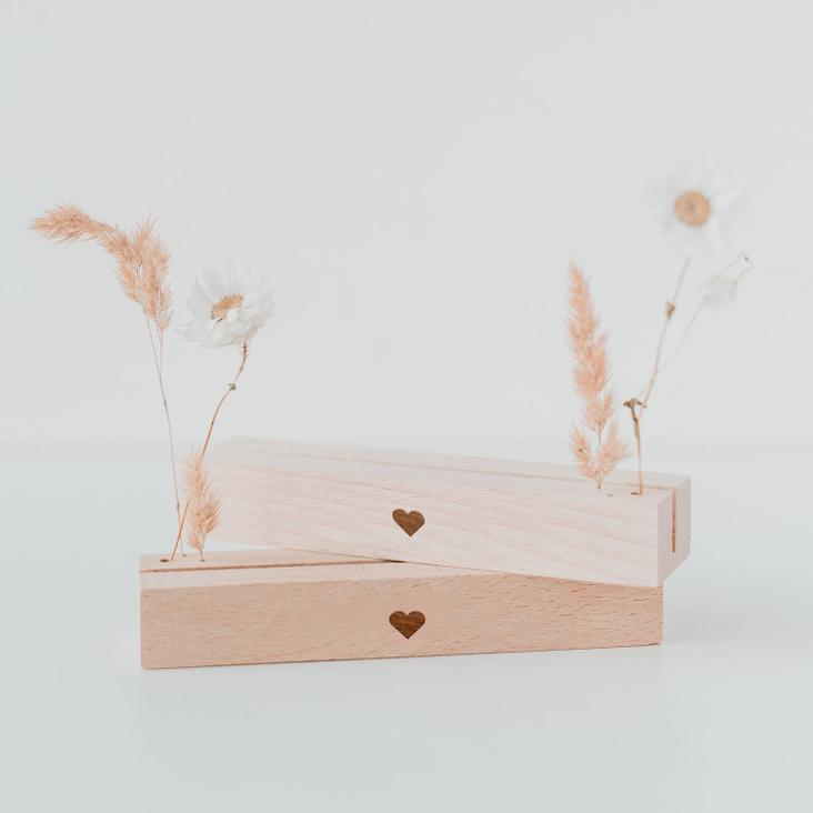 KARTEN-UND BLUMENSTÄNDER HERZ ♡ IM 2ER SET (OHNE TROCKENBLUMEN + POSTKARTEN