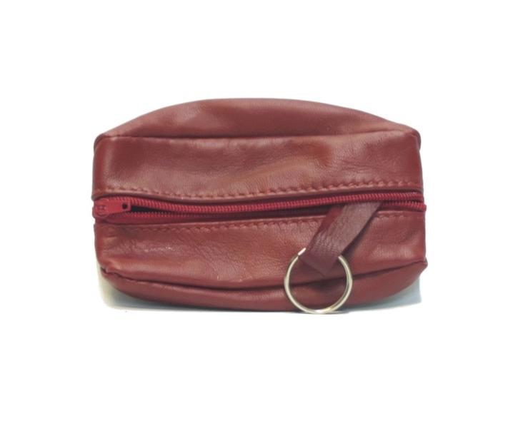 SCHLÜSSEL-MÜNZETUI DUNKLES BORDEAUXROT