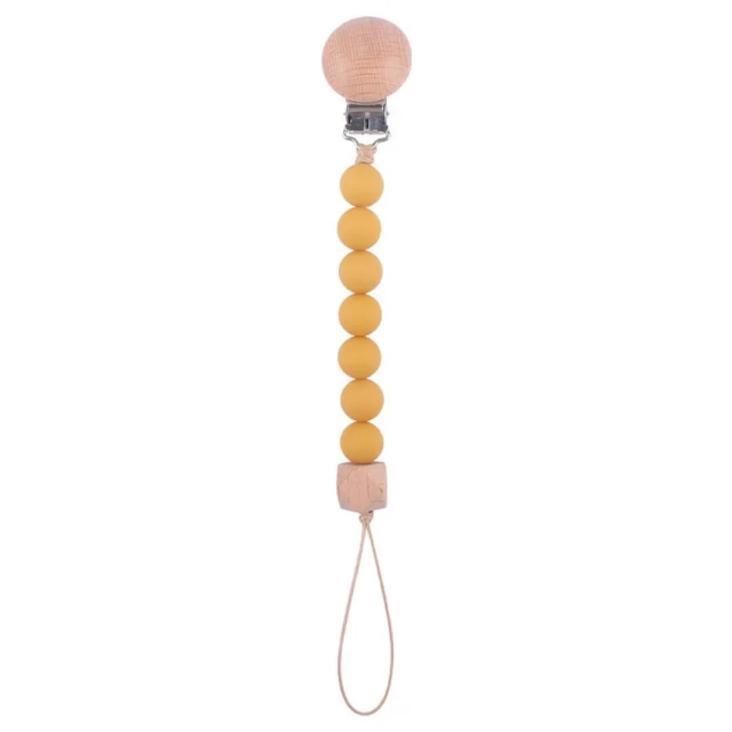 SILICON NUGGIKETTE MIT CLIP / GELB (SENFGELB)